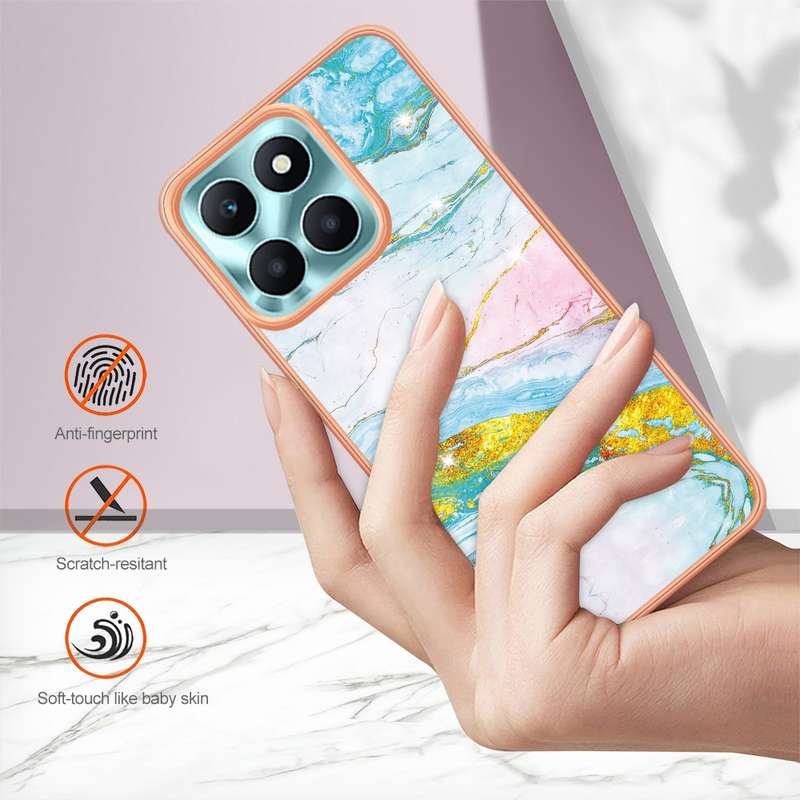 For Honor X6a Electroplating Marble Dual-side IMD Phone Case(Rose Gold 005)