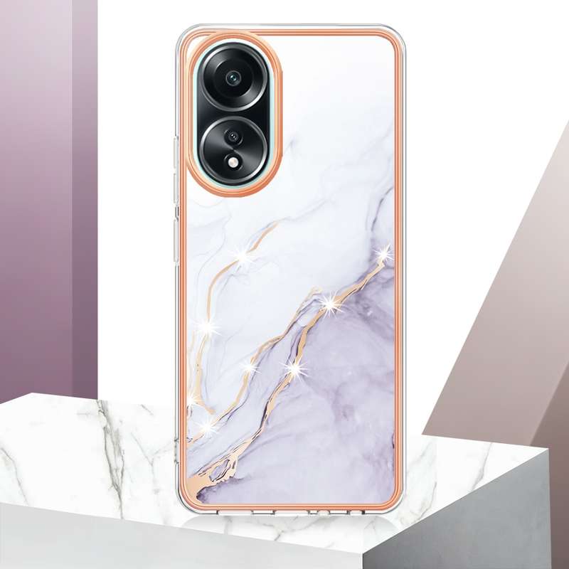 For OPPO A58 4G Electroplating Marble Dual-side IMD Phone Case(Purple 001)