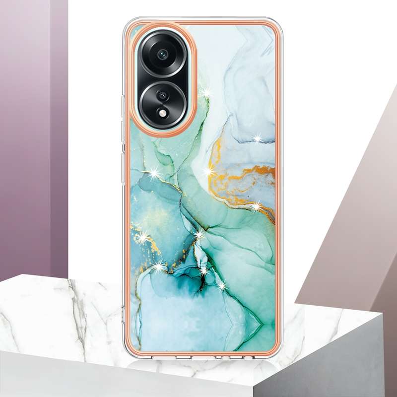 For OPPO A58 4G Electroplating Marble Dual-side IMD Phone Case(Purple 001)