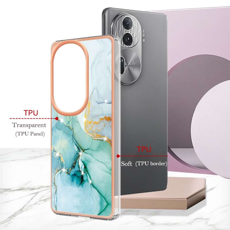 For OPPO Reno11 Pro 5G Global Electroplating Marble Dual-side IMD Phone Case(Green 003)