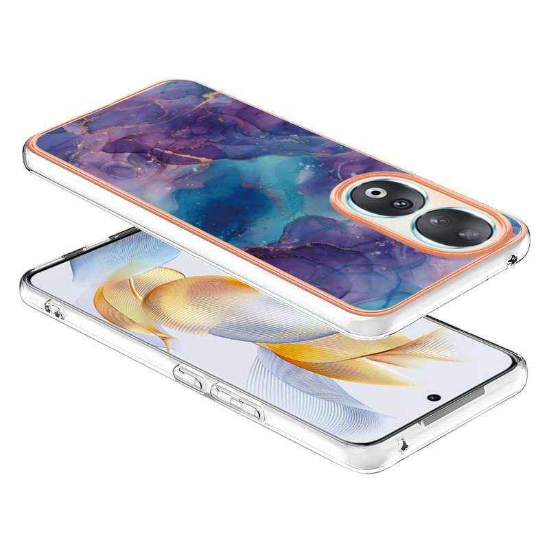 For Honor 90 5G Electroplating Marble Dual-side IMD Phone Case(Green 017)