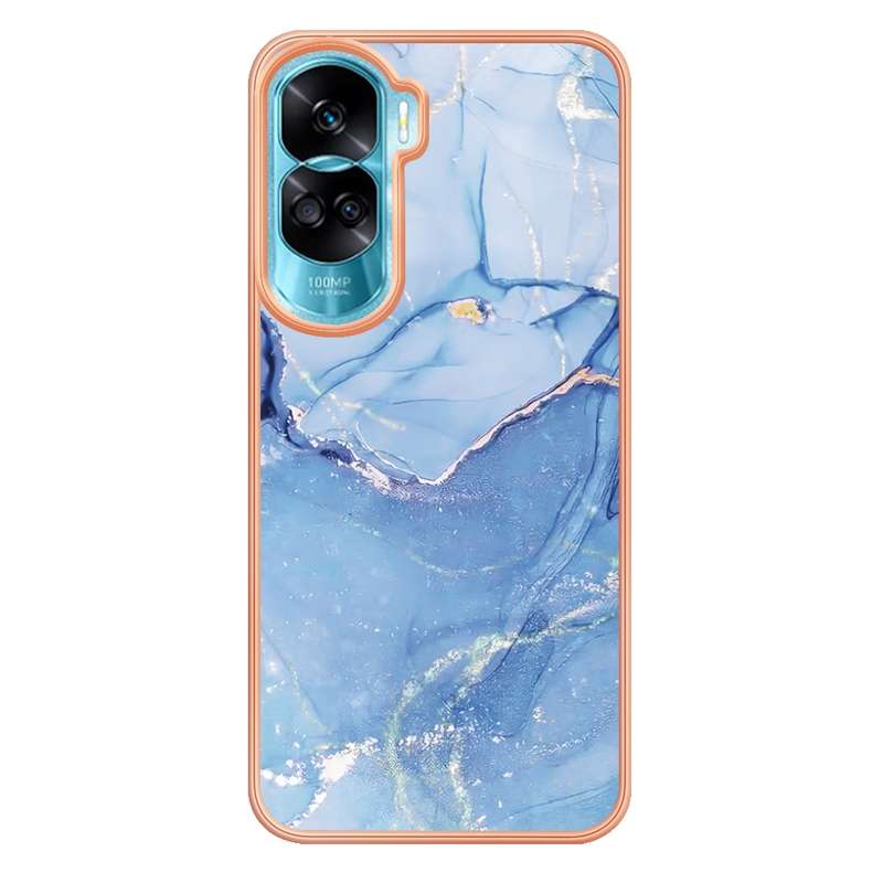 For Honor 90 Lite 5G Electroplating Marble Dual-side IMD Phone Case(Pink 013)