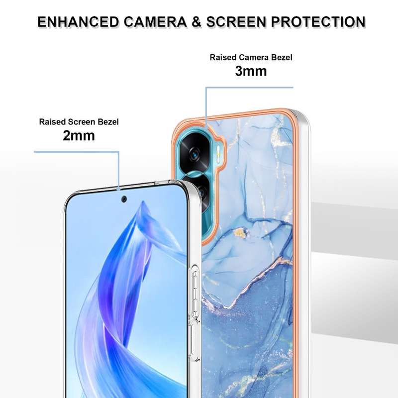 For Honor 90 Lite 5G Electroplating Marble Dual-side IMD Phone Case(Pink 013)