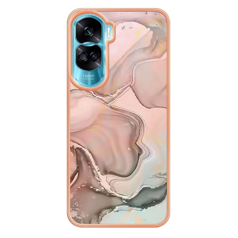For Honor 90 Lite 5G Electroplating Marble Dual-side IMD Phone Case(Pink 013)
