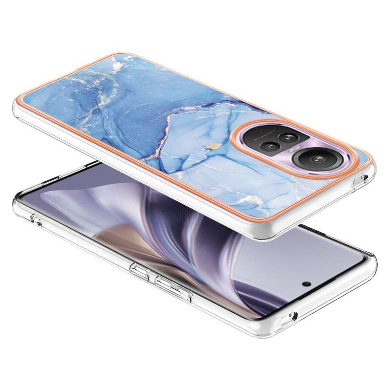 For OPPO Reno10 Pro 5G Global Electroplating Marble Dual-side IMD Phone Case(Pink 013)
