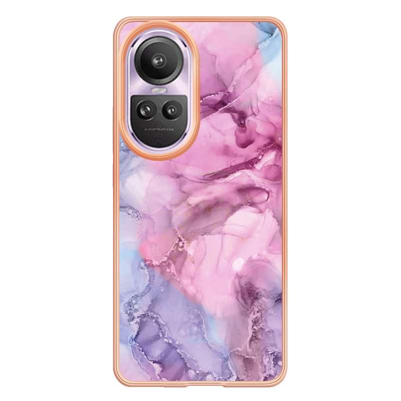 For OPPO Reno10 Pro 5G Global Electroplating Marble Dual-side IMD Phone Case(Pink 013)