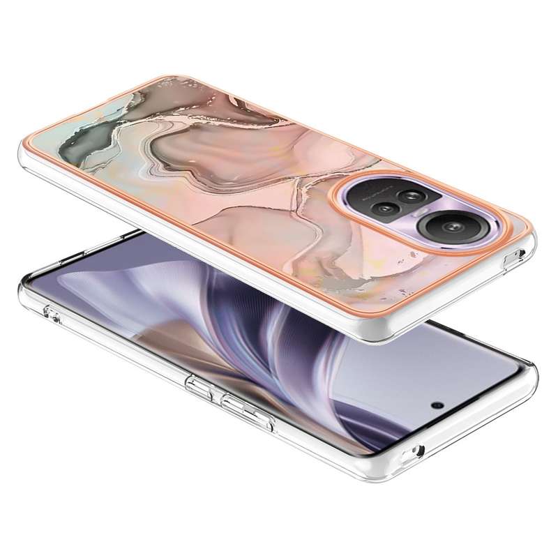 For OPPO Reno10 Pro 5G Global Electroplating Marble Dual-side IMD Phone Case(Pink 013)