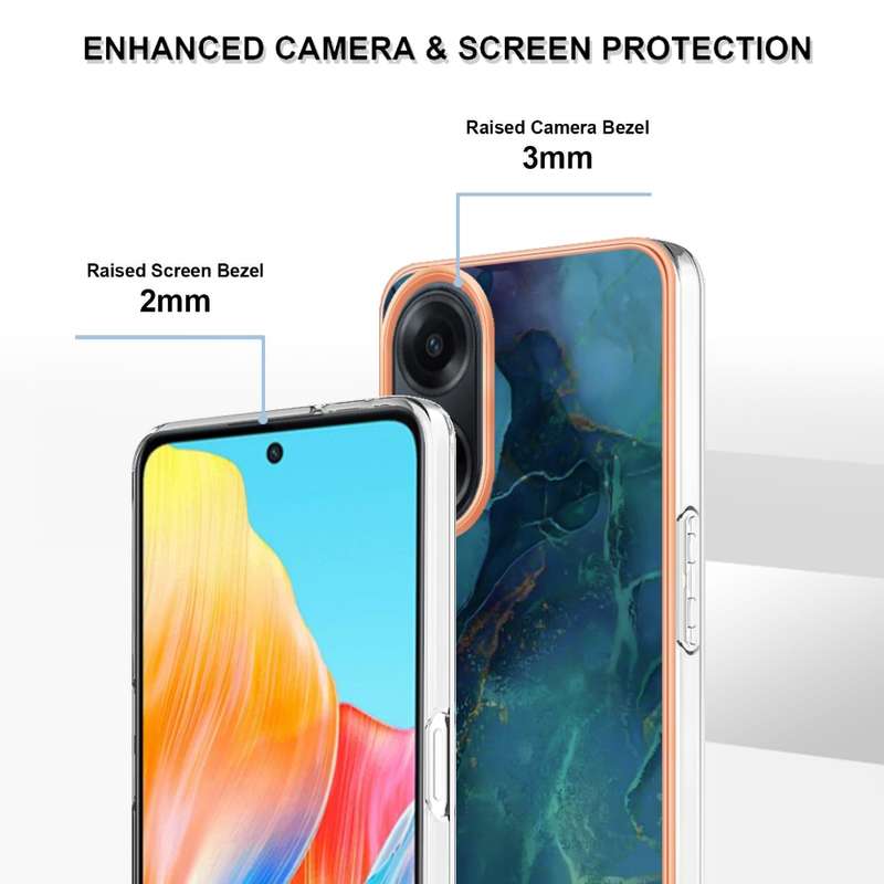 For OPPO A98 Electroplating Marble Dual-side IMD Phone Case(Pink 013)