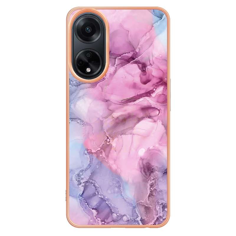 For OPPO A98 Electroplating Marble Dual-side IMD Phone Case(Pink 013)