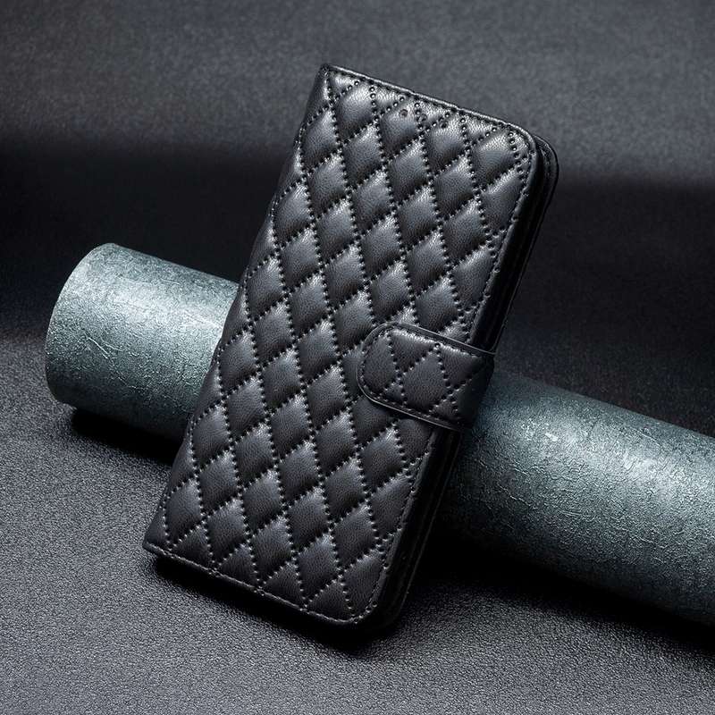 For OPPO Reno12 Pro Global Diamond Lattice Wallet Leather Flip Phone Case(Black)