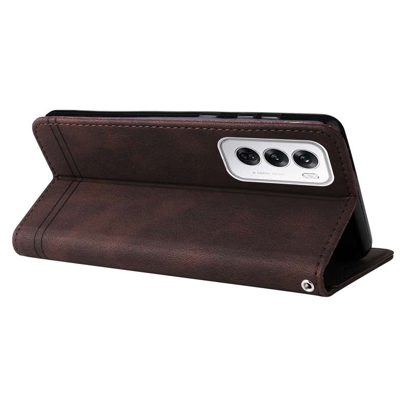 For OPPO Reno12 5G Global Skin Feel Life Tree Metal Button Leather Phone Case(Brown)