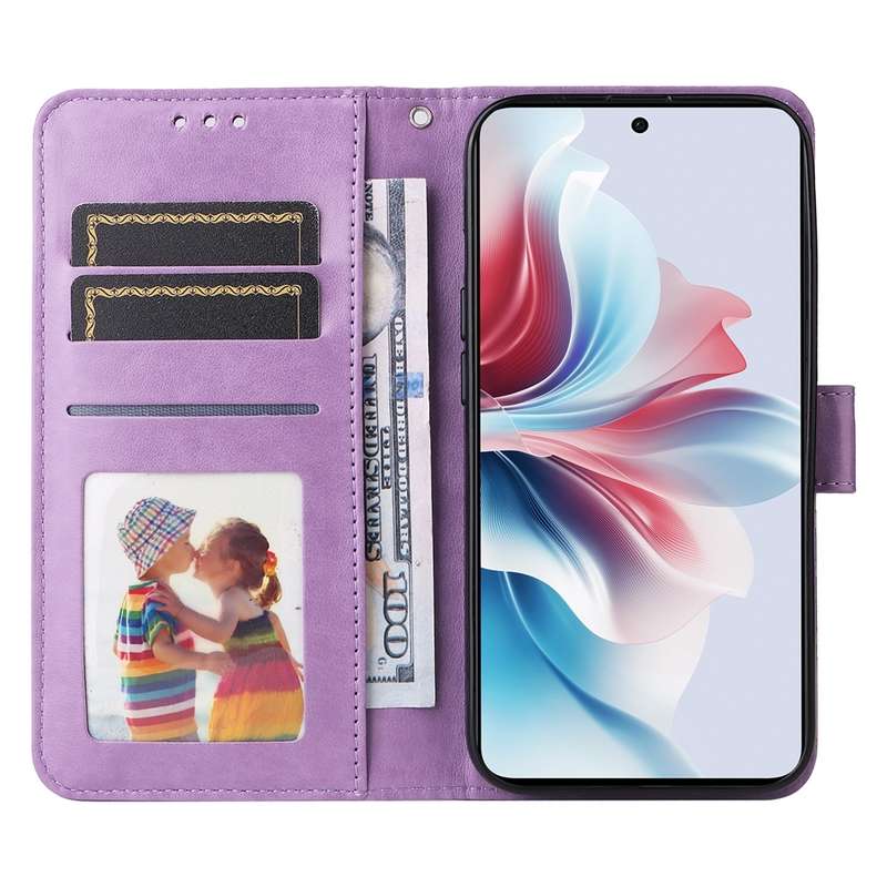 For OPPO Reno11 F Global / F25 Pro Global Embossed Sunflower Leather Phone Case(Purple)