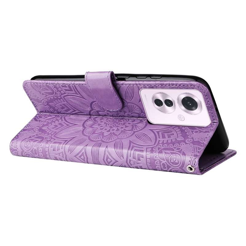 For OPPO Reno11 F Global / F25 Pro Global Embossed Sunflower Leather Phone Case(Purple)