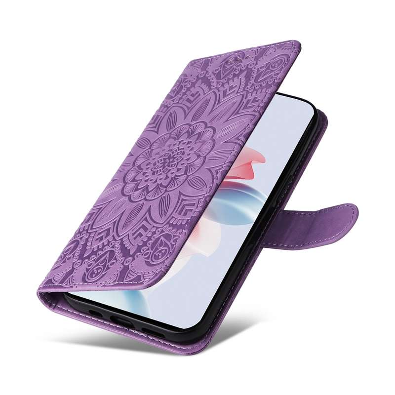 For OPPO Reno11 F Global / F25 Pro Global Embossed Sunflower Leather Phone Case(Purple)