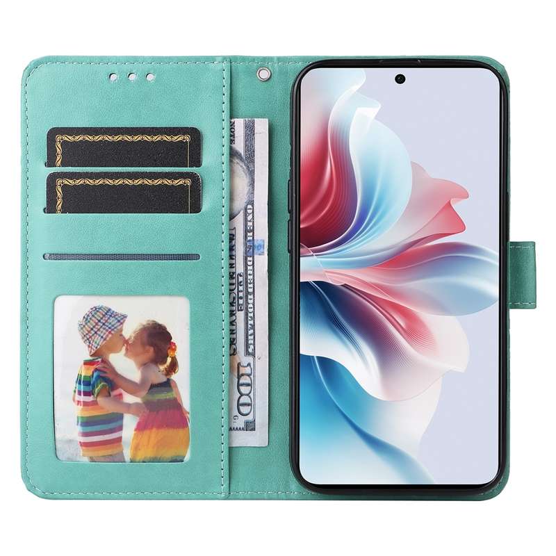 For OPPO Reno11 F Global / F25 Pro Global Embossed Sunflower Leather Phone Case(Green)