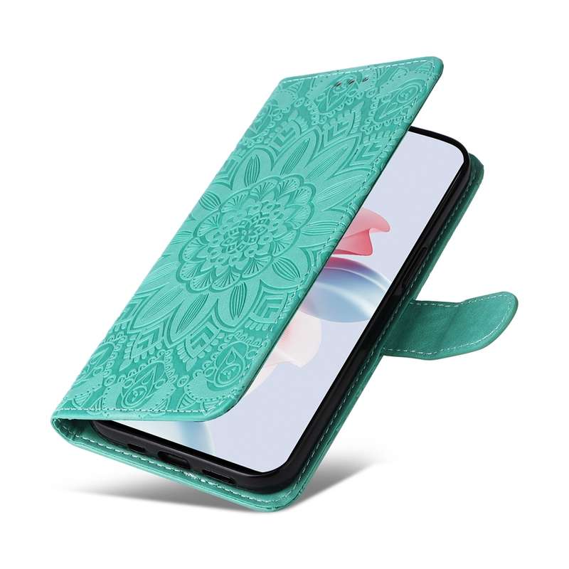 For OPPO Reno11 F Global / F25 Pro Global Embossed Sunflower Leather Phone Case(Green)