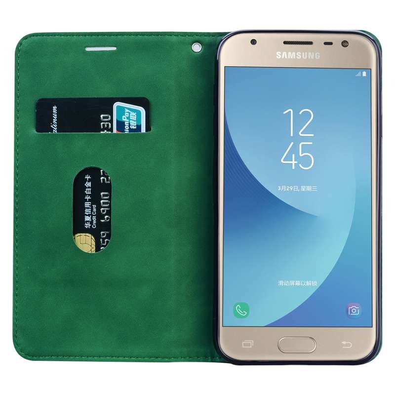 For Samsung Galaxy J7 / J730 (EU) Frosted Business Magnetic Horizontal Flip PU Leather Case with Hol