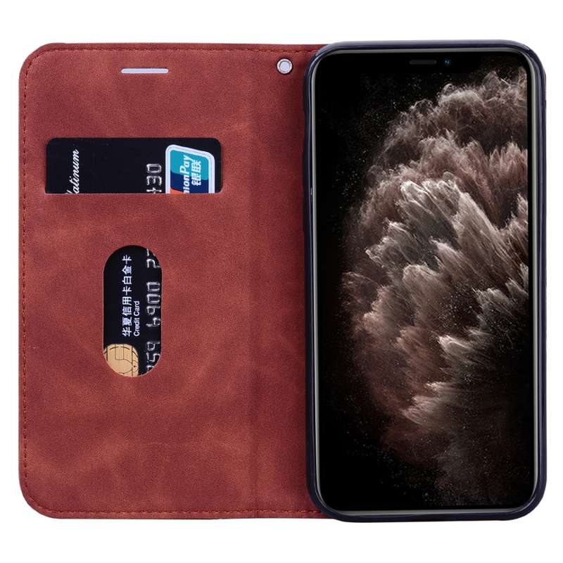 For iPhone 11 Pro Max Frosted Business Magnetic Horizontal Flip PU Leather Case with Holder & Card S