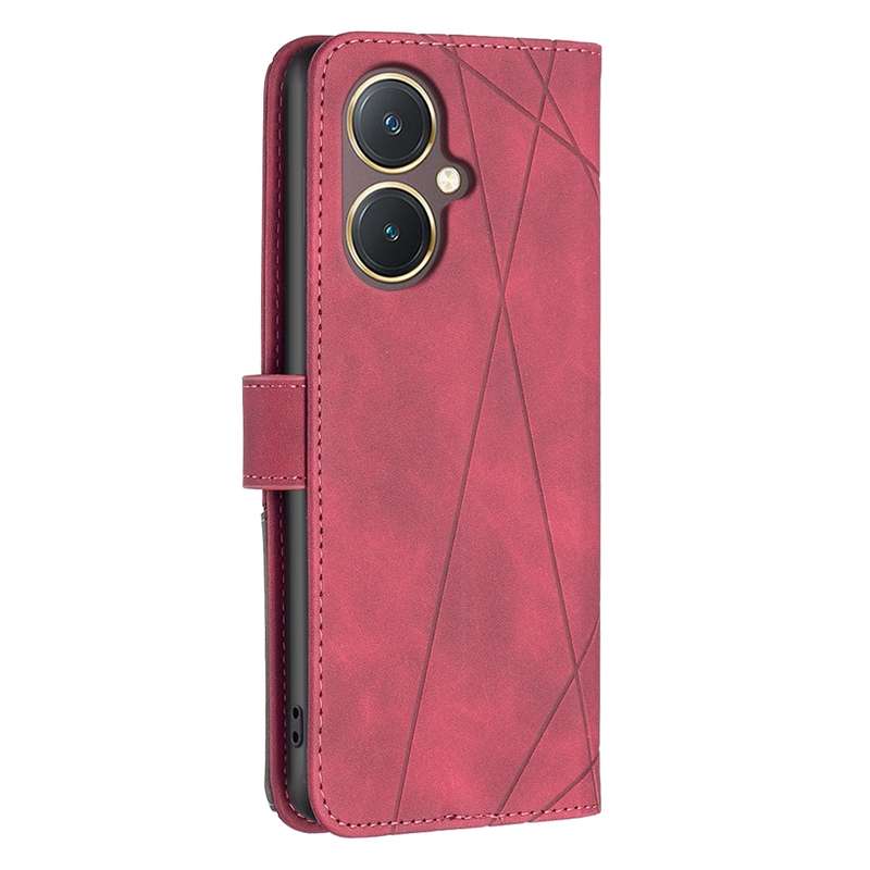 For vivo Y27 4G Magnetic Buckle Rhombus Texture Leather Phone Case(Green)