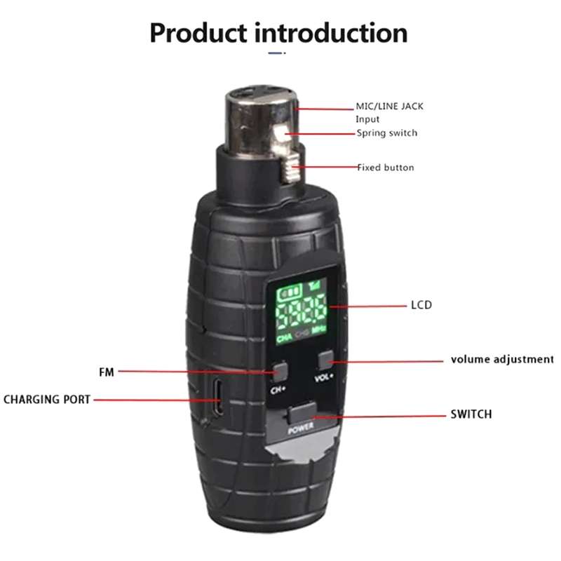 XTUGA U-95 Wireless XLR Transmitter and Receiver UHF Wireless Guitar Transmitter Receiver With Conde