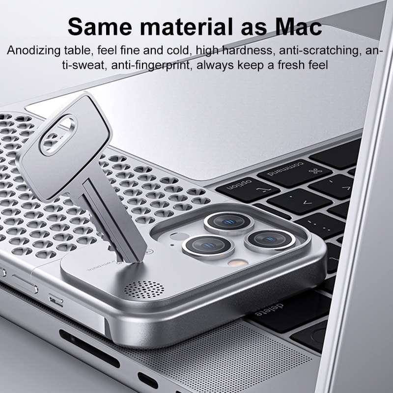 For iPhone 14 Pro Max Aromatherapy Aluminum Alloy Cooling Phone Case(Silver)