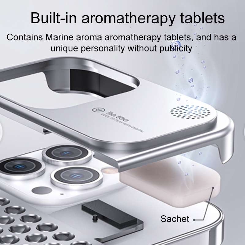 For iPhone 14 Pro Max Aromatherapy Aluminum Alloy Cooling Phone Case(Silver)