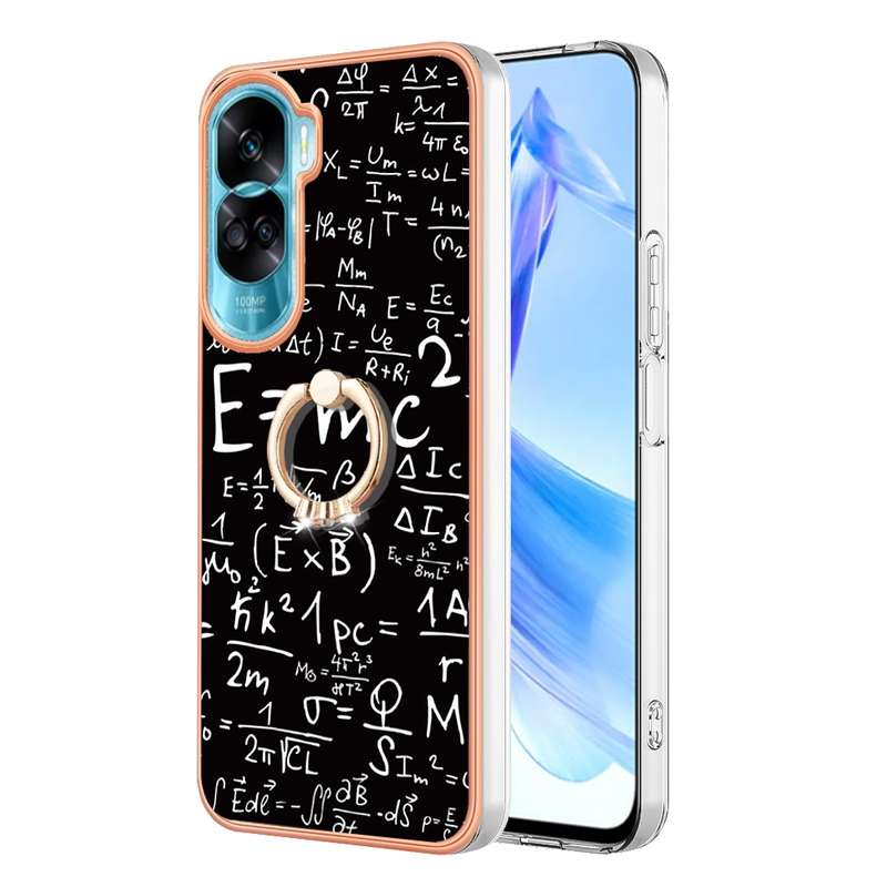 For Honor 90 Lite 5G Electroplating Dual-side IMD Phone Case with Ring Holder(Smile)