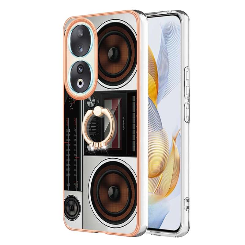 For Honor 90 5G Electroplating Dual-side IMD Phone Case with Ring Holder(Natural Growth)