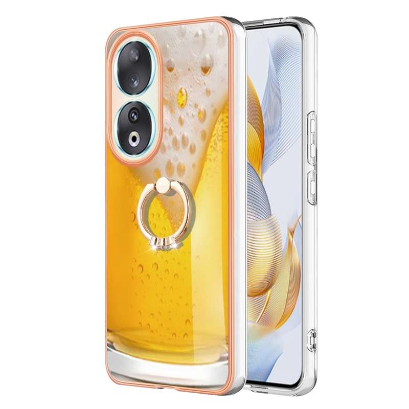 For Honor 90 5G Electroplating Dual-side IMD Phone Case with Ring Holder(Natural Growth)