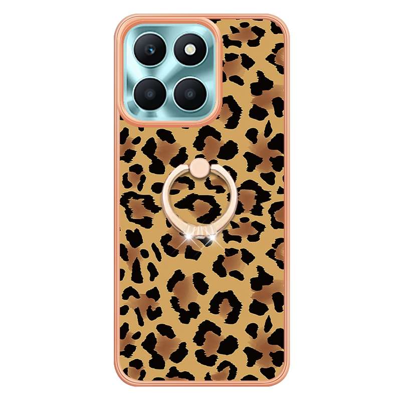 For Honor X6a Electroplating Dual-side IMD Phone Case with Ring Holder(Smile)