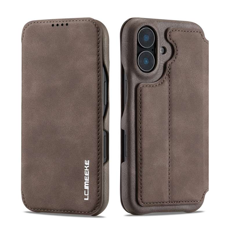 For iPhone 16 LC.IMEEKE Hon Ancient Series Flip Leather Phone Case(Blue)