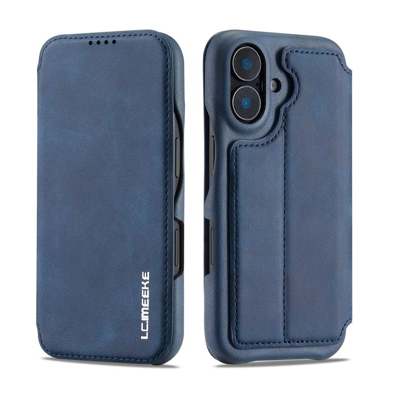 For iPhone 16 LC.IMEEKE Hon Ancient Series Flip Leather Phone Case(Blue)