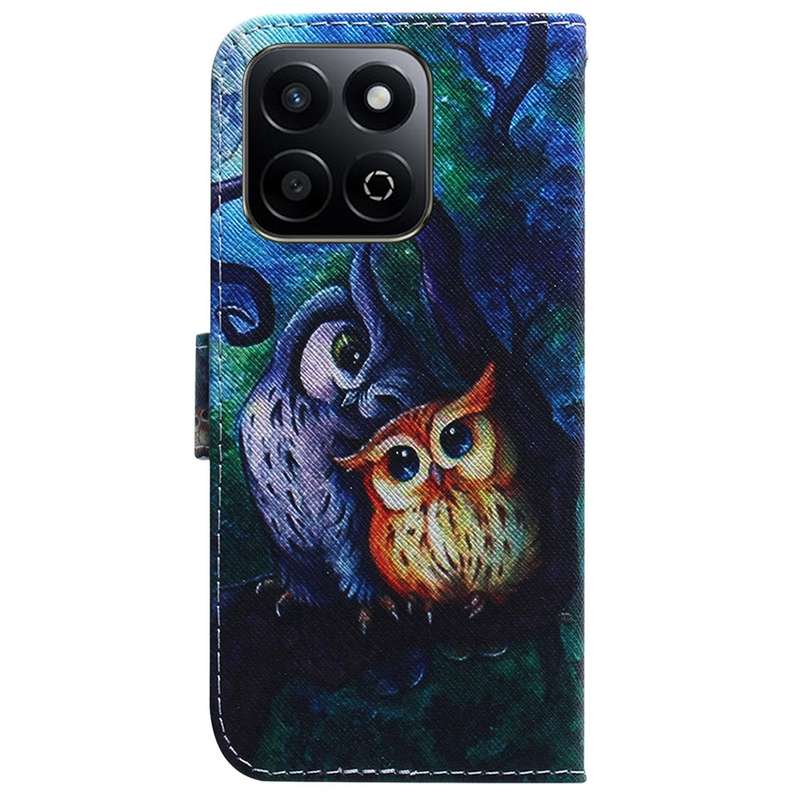 For Honor Play 60 Plus Coloured Drawing Flip Leather Phone Case(Oil Painting Owl)