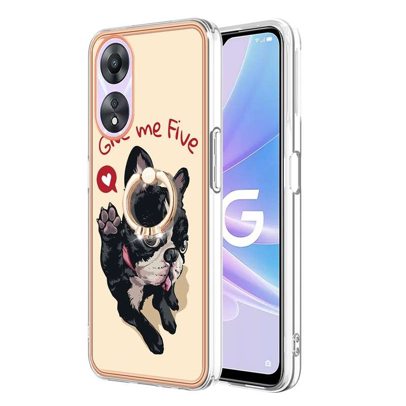 For OPPO A78 / A58 Electroplating Dual-side IMD Phone Case with Ring Holder(Equation)