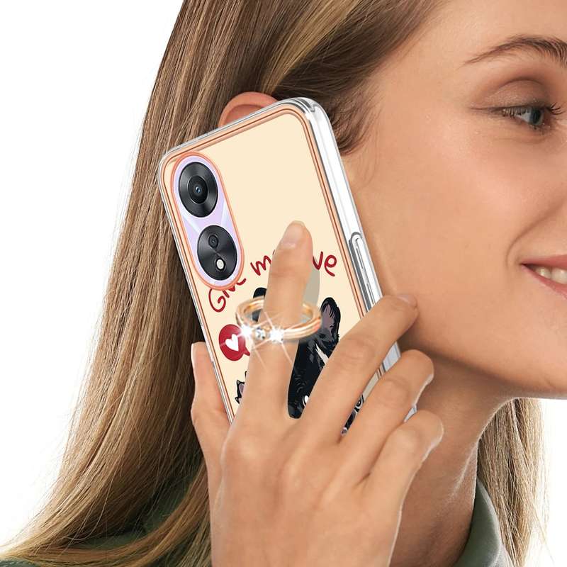 For OPPO A78 / A58 Electroplating Dual-side IMD Phone Case with Ring Holder(Equation)