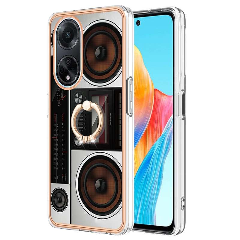 For OPPO A98 Electroplating Dual-side IMD Phone Case with Ring Holder(Smile)