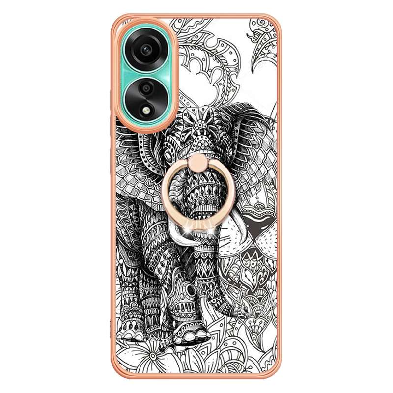 For OPPO A78 4G Electroplating Dual-side IMD Phone Case with Ring Holder(Smile)
