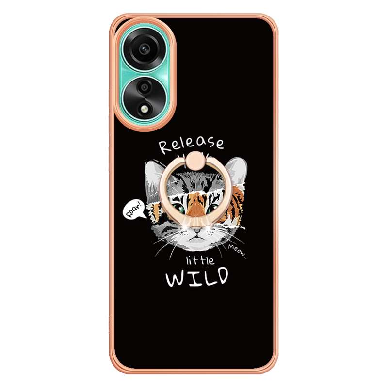 For OPPO A78 4G Electroplating Dual-side IMD Phone Case with Ring Holder(Smile)