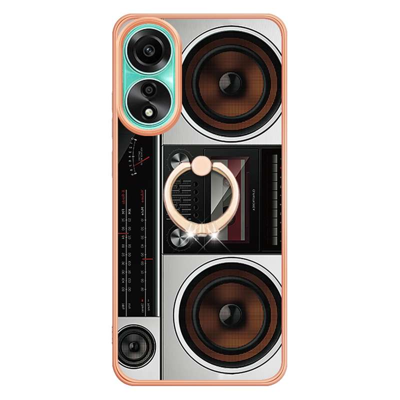 For OPPO A78 4G Electroplating Dual-side IMD Phone Case with Ring Holder(Smile)