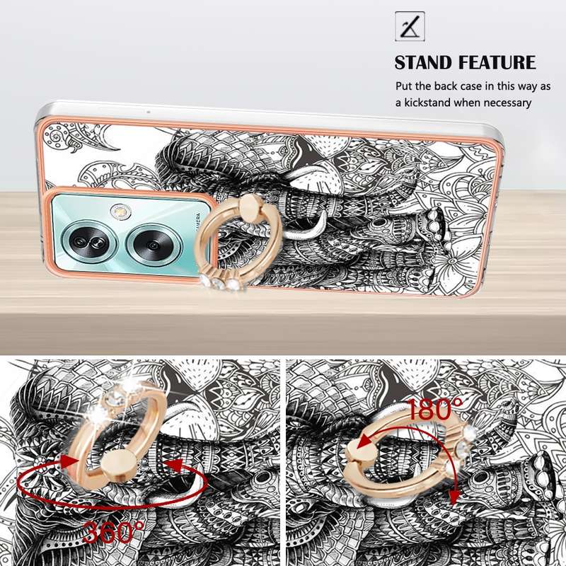 For OPPO A79 5G Global Electroplating Dual-side IMD Phone Case with Ring Holder(Totem Elephant)