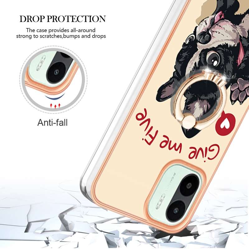 For Xiaomi Redmi A1 Electroplating Dual-side IMD Phone Case with Ring Holder(Lucky Dog)