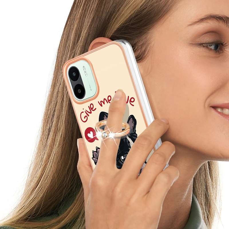For Xiaomi Redmi A1 Electroplating Dual-side IMD Phone Case with Ring Holder(Lucky Dog)