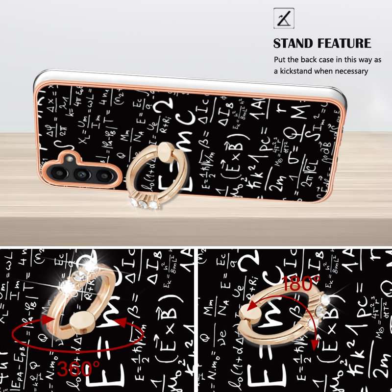 For Samsung Galaxy A34 5G Electroplating Dual-side IMD Phone Case with Ring Holder(Equation)