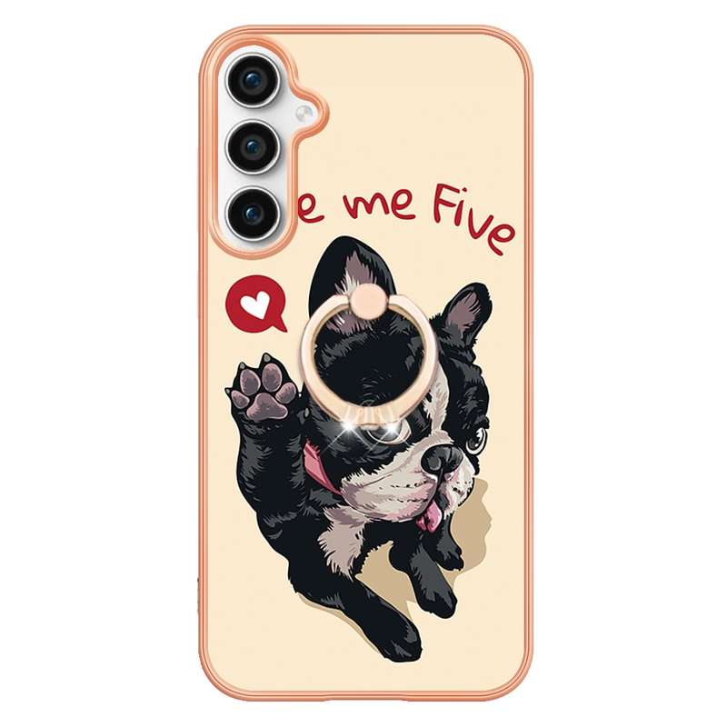 For Samsung Galaxy S23 FE 5G Electroplating Dual-side IMD Phone Case with Ring Holder(Retro Radio)