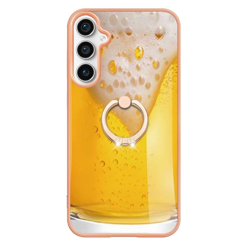 For Samsung Galaxy S23 FE 5G Electroplating Dual-side IMD Phone Case with Ring Holder(Retro Radio)