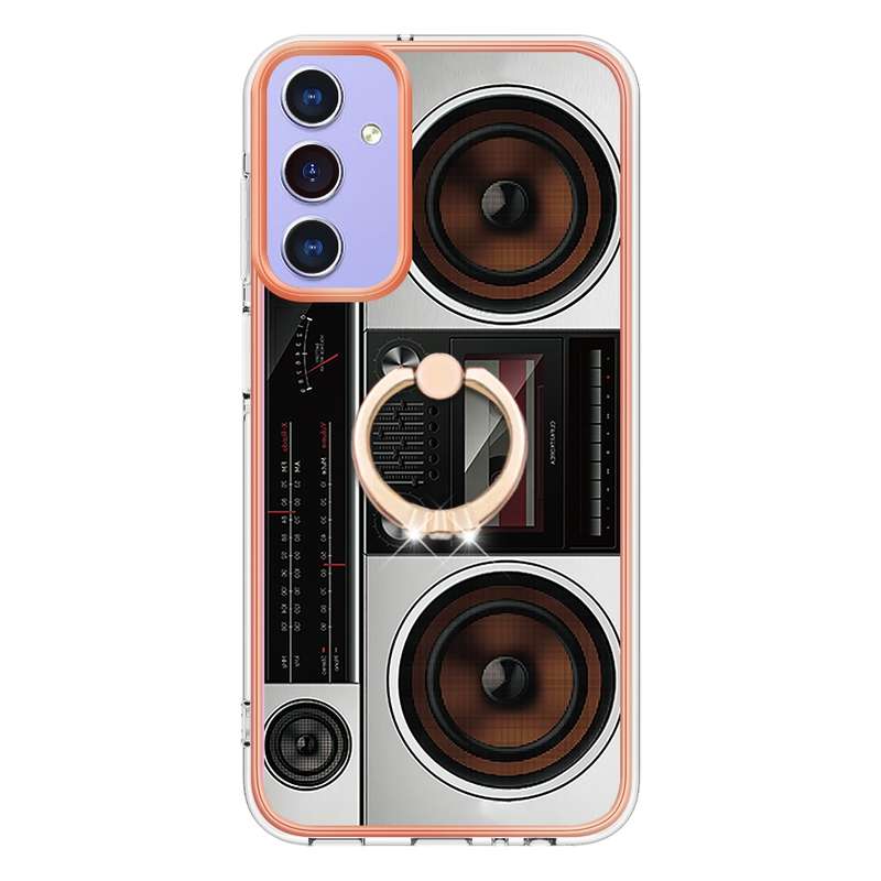 For Samsung Galaxy A15 5G Electroplating Dual-side IMD Phone Case with Ring Holder(Smile)