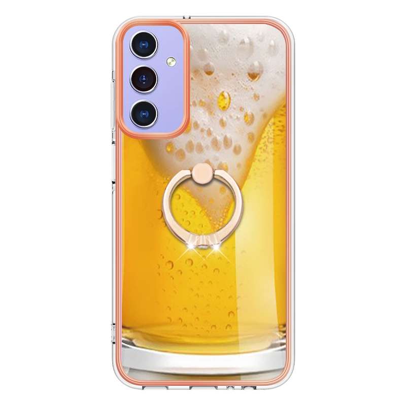 For Samsung Galaxy A15 5G Electroplating Dual-side IMD Phone Case with Ring Holder(Smile)