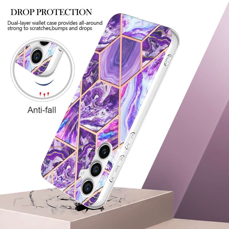 For Samsung Galaxy S23 FE 5G Electroplating Splicing Marble TPU Phone Case(Blue)