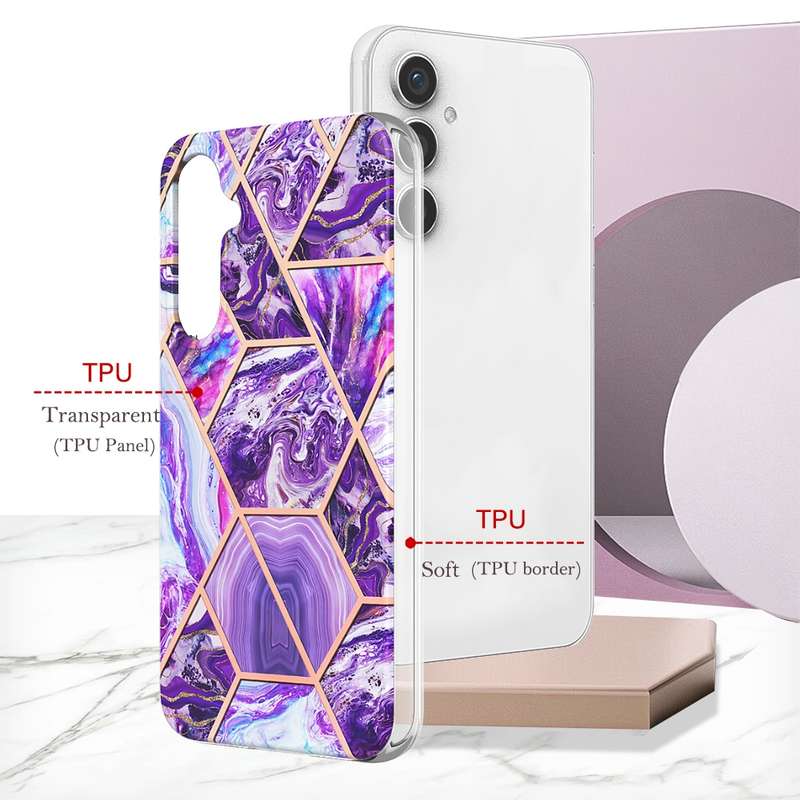 For Samsung Galaxy S23 FE 5G Electroplating Splicing Marble TPU Phone Case(Blue)