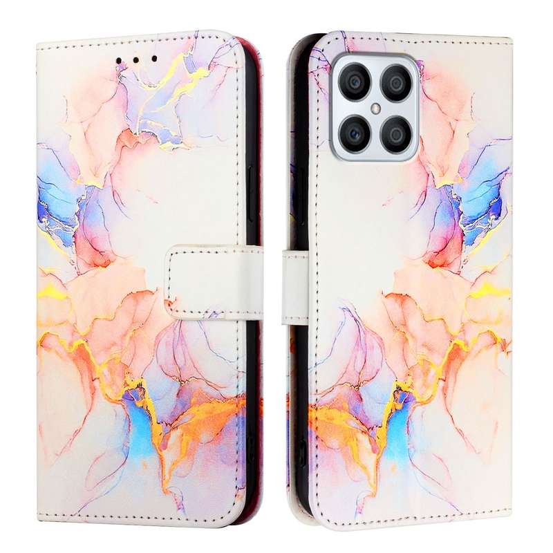 For Honor X8 4G / X30i / Play6T Pro PT003 Marble Pattern Flip Leather Phone Case(Marble White)